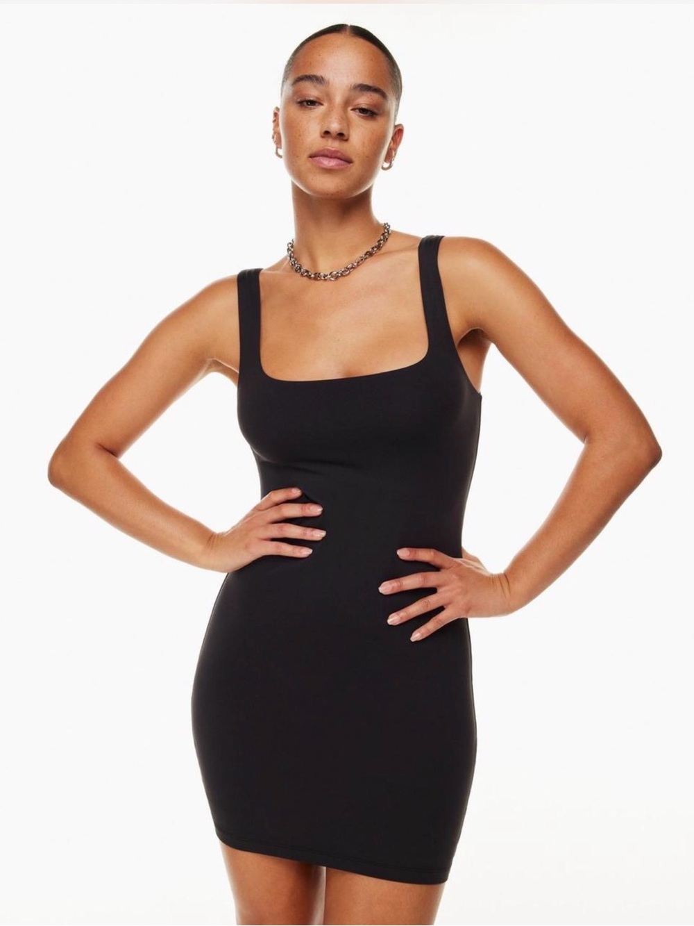 Aritzia Contour Black Square-Neck Bodycon Slip